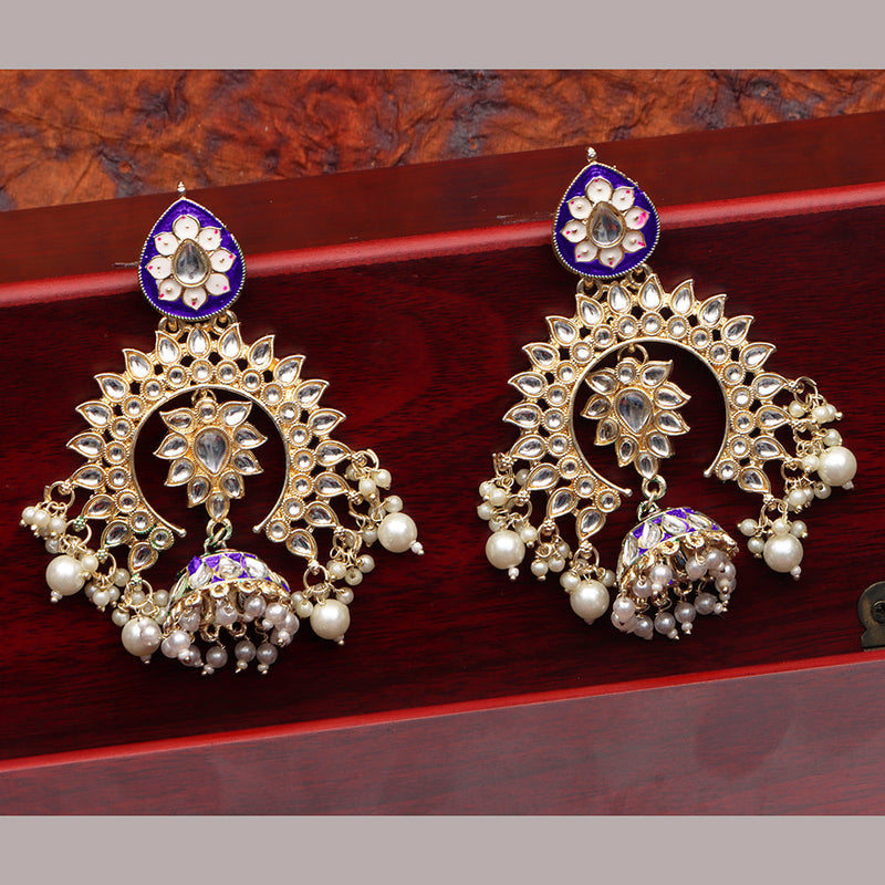 Darshana Jewels Gold Plated Kundan Dangler Earrings