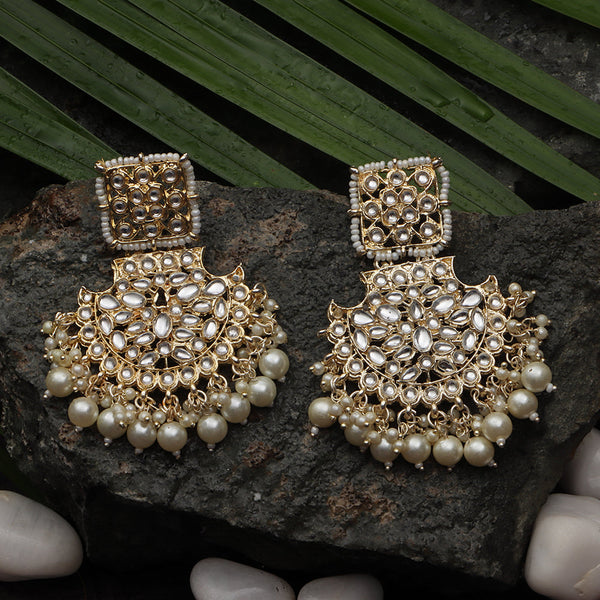 Darshana Jewels Gold Plated Kundan Dangler Earrings