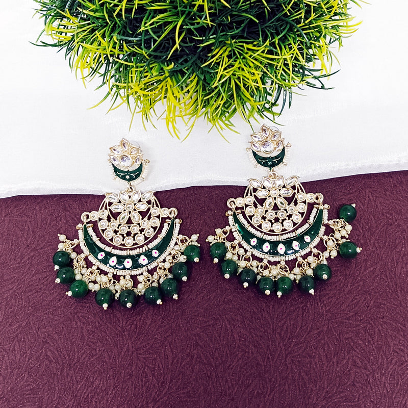 Darshana Jewels Gold Plated Kundan Stone And Meenakari Dangler Earrings