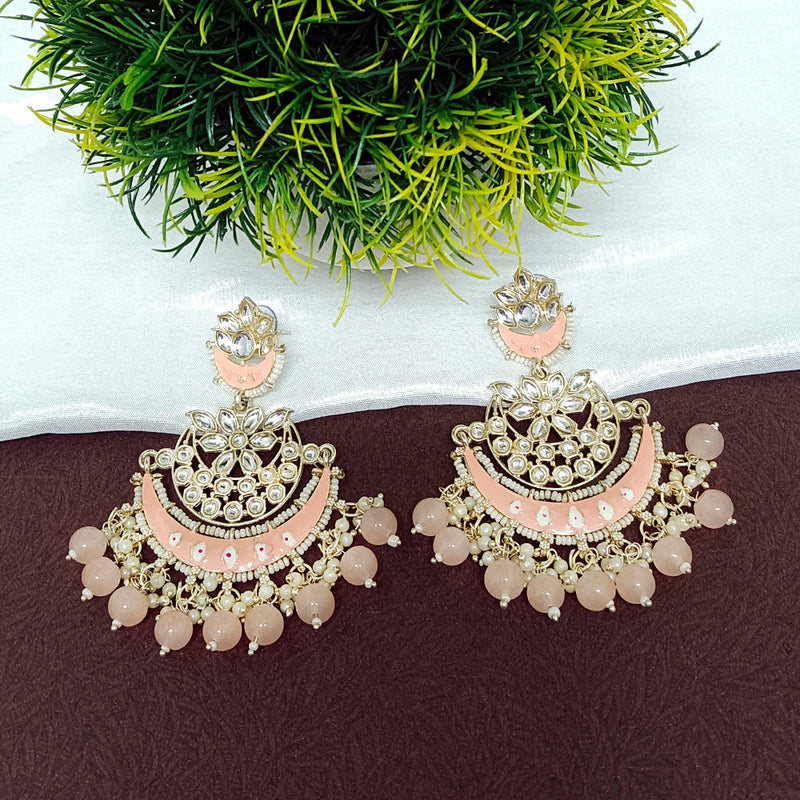 Darshana Jewels Gold Plated Kundan Stone And Meenakari Dangler Earrings