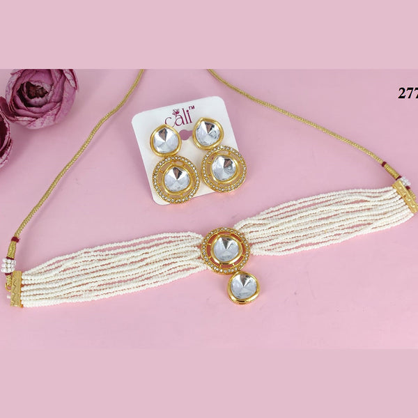 Om Creations Gold Plated Crystal Stone Choker Necklace Set