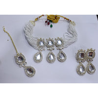 Om Creations Gold Plated Crystal Stone Choker Necklace Set