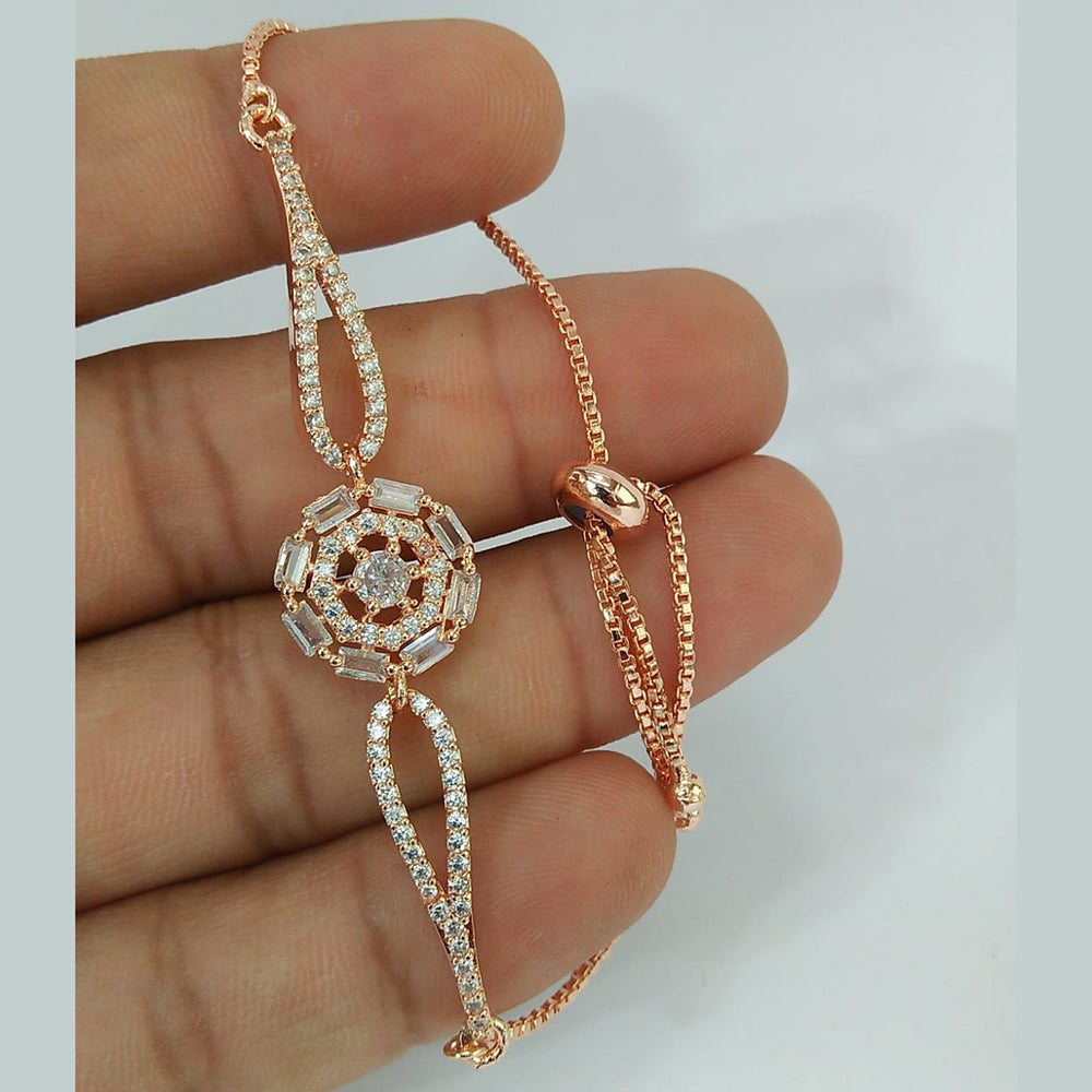 Om Creations Rose Gold Plated Austrian Stone Adjustable Bracelet