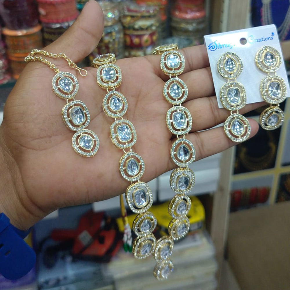 Om Creation Gold Plated Crystal Stone Necklace Set