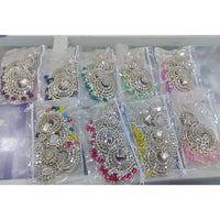 Om Creations Designer Mirror Beads And Pearl Dangler Earrings with Maangtikka