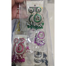 Om Creations Kundan and Meenakari Pearl Dangler Earrings for Women