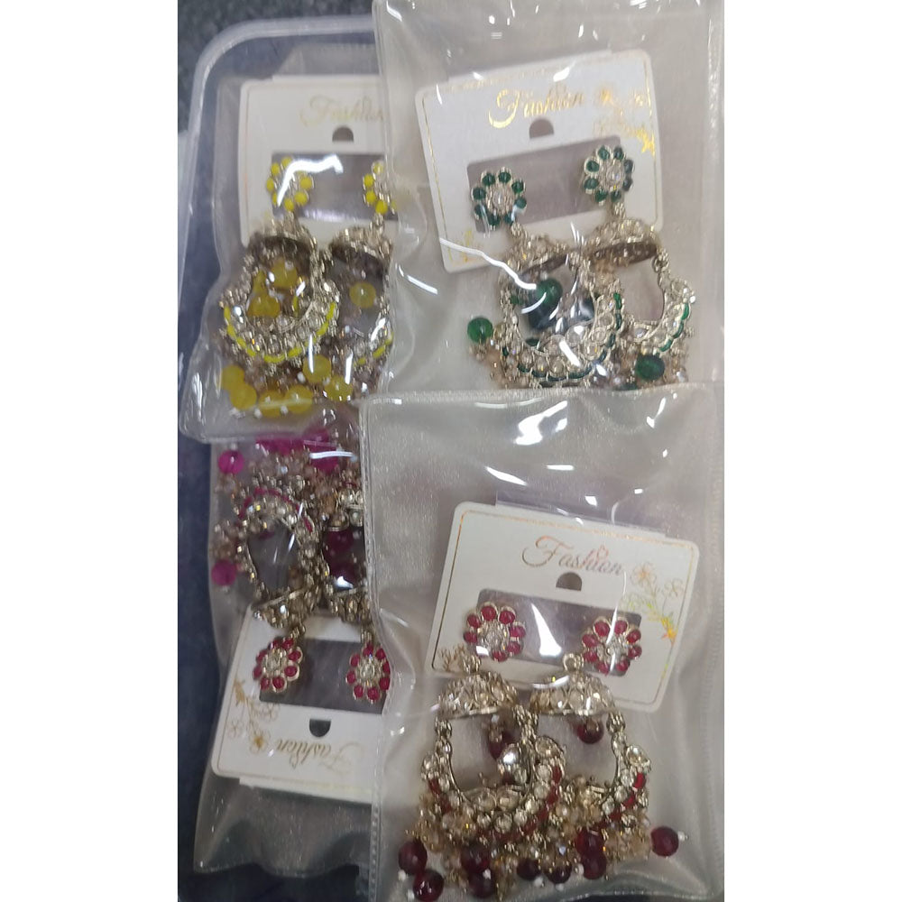 Om Creations Crystal Stone and Pearl Dangler  Earrings for Women