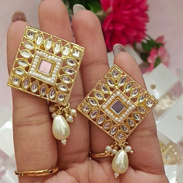 Darshana Jewels Kundan Stone Gold Plated Stud Earrings