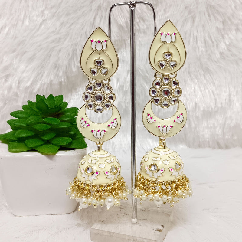 Bhavi Jewels Gold Plated Meenakari Jhumkis Earrings