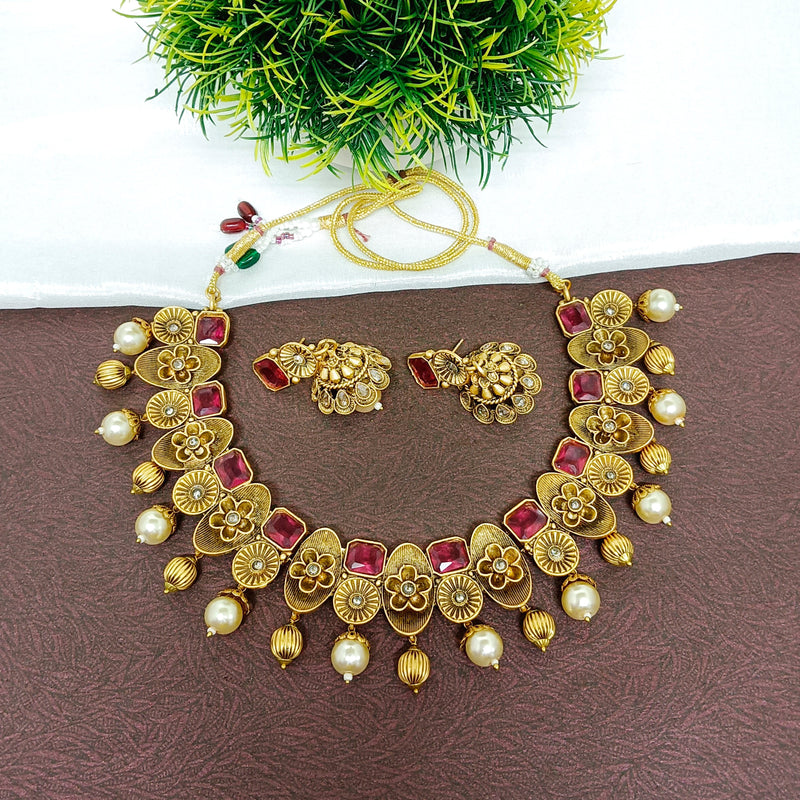 Darshana Jewels Crystal Stone Gold Plated Necklace Set