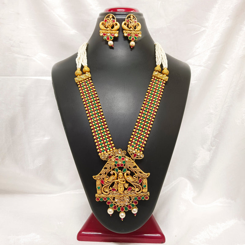 Darshana Jewels Pota Stone Gold Plated Necklace Set