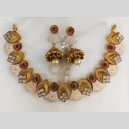 Darshana Jewels Rose Gold Plated AD  Necklace Set