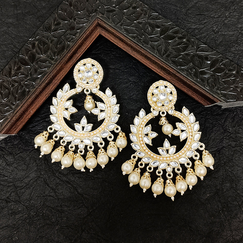 Darshana Jewels Gold Plated Kundan Stone Dangler Earrings