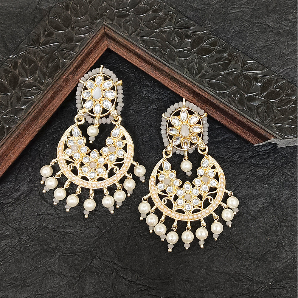 Darshana Jewels Gold Plated Kundan Stone Dangler Earrings