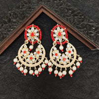 Darshana Jewels Premium Kundan Stone And Pearl Dangler Earrings For Women