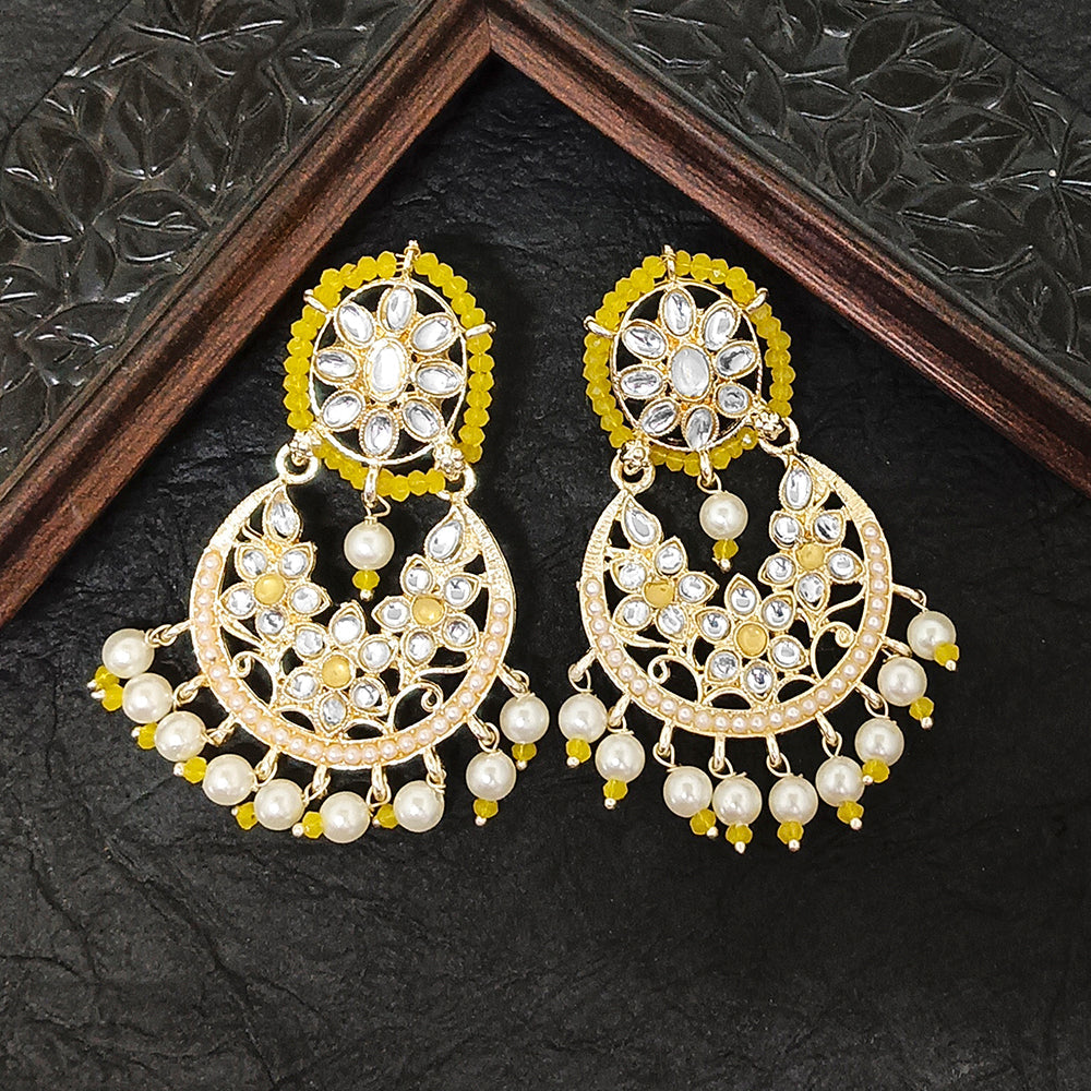 Darshana Jewels Gold Plated Kundan Stone Dangler Earrings