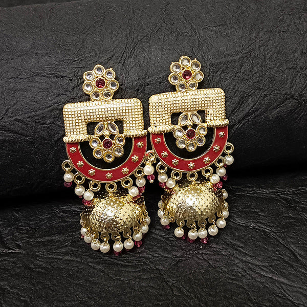 Darshana Jewels Gold Plated Meenakari Jhumki Earrings