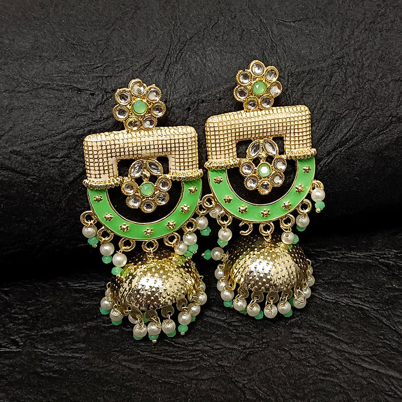 Darshana Jewels Gold Plated Meenakari Jhumki Earrings