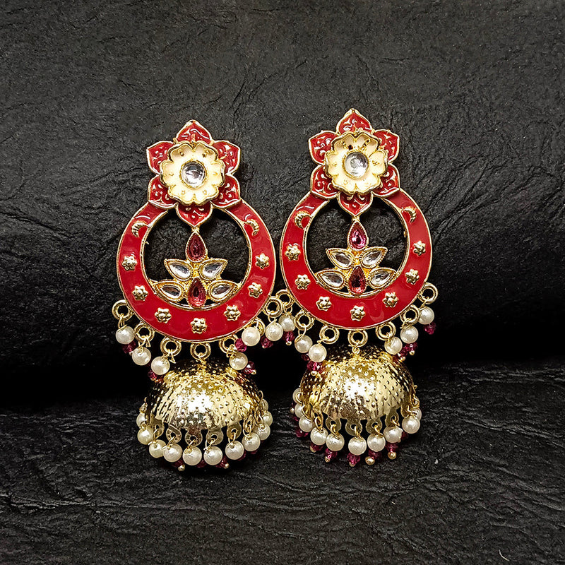 Darshana Jewels Gold Plated Meenakari Jhumki Earrings