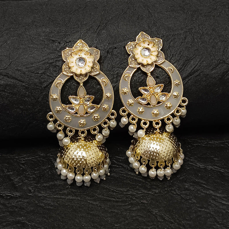 Darshana Jewels Gold Plated Meenakari Jhumki Earrings