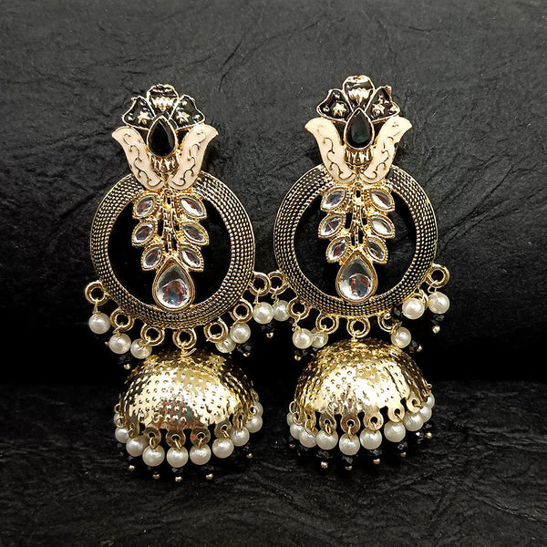 Darshana Jewels Gold Plated Meenakari Jhumki Earrings