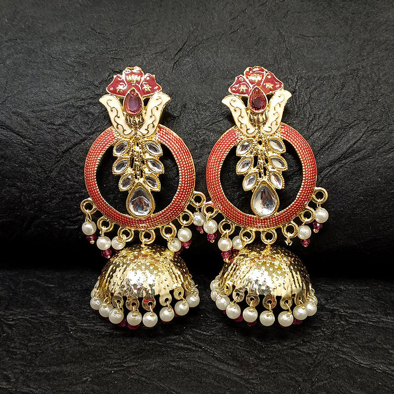 Darshana Jewels Gold Plated Meenakari Jhumki Earrings