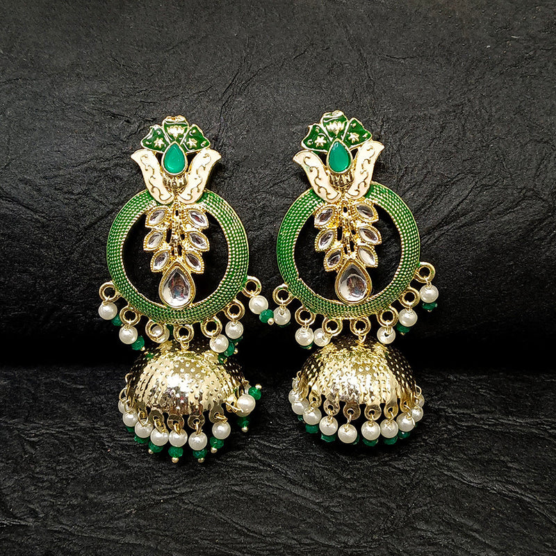 Darshana Jewels Gold Plated Meenakari Jhumki Earrings