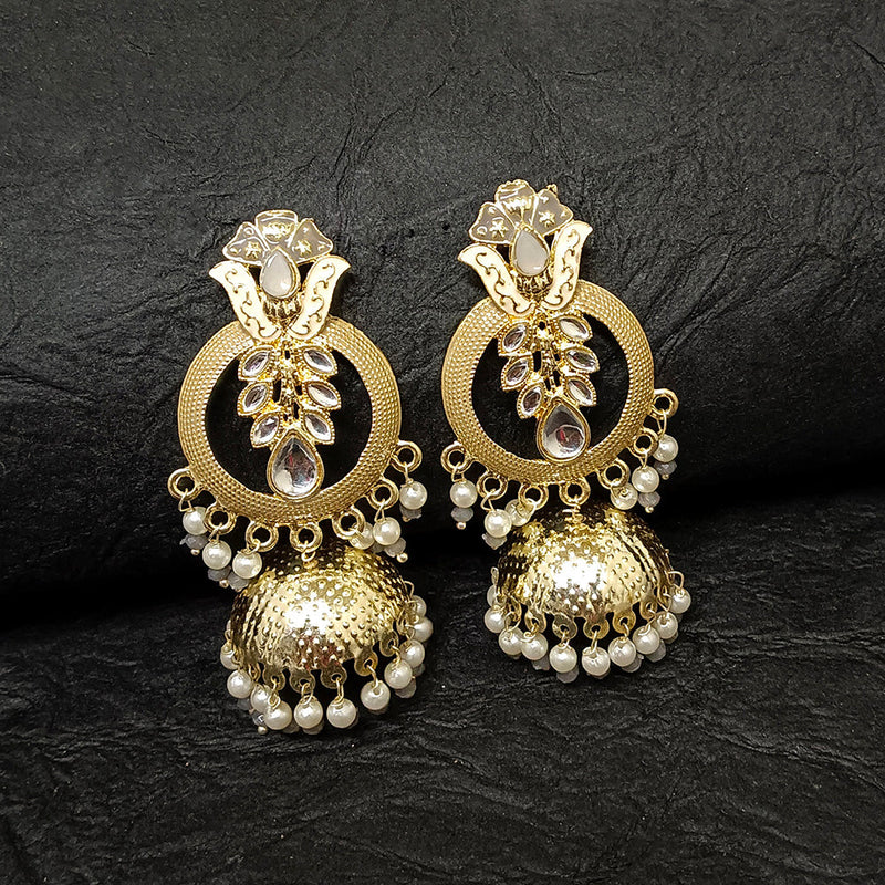 Darshana Jewels Gold Plated Meenakari Jhumki Earrings