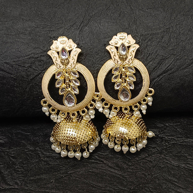 Darshana Jewels Gold Plated Meenakari Jhumki Earrings