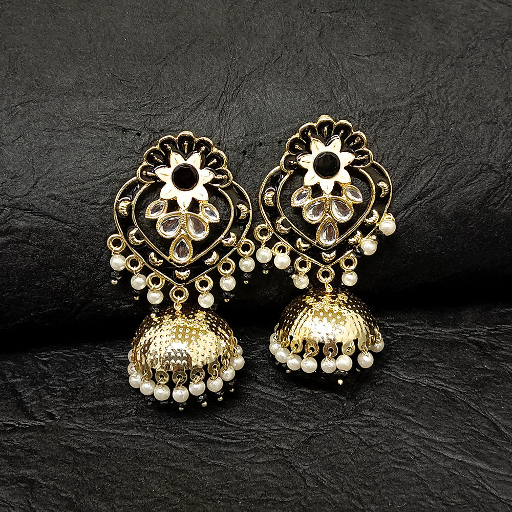 Darshana Jewels Gold Plated Meenakari Jhumki Earrings