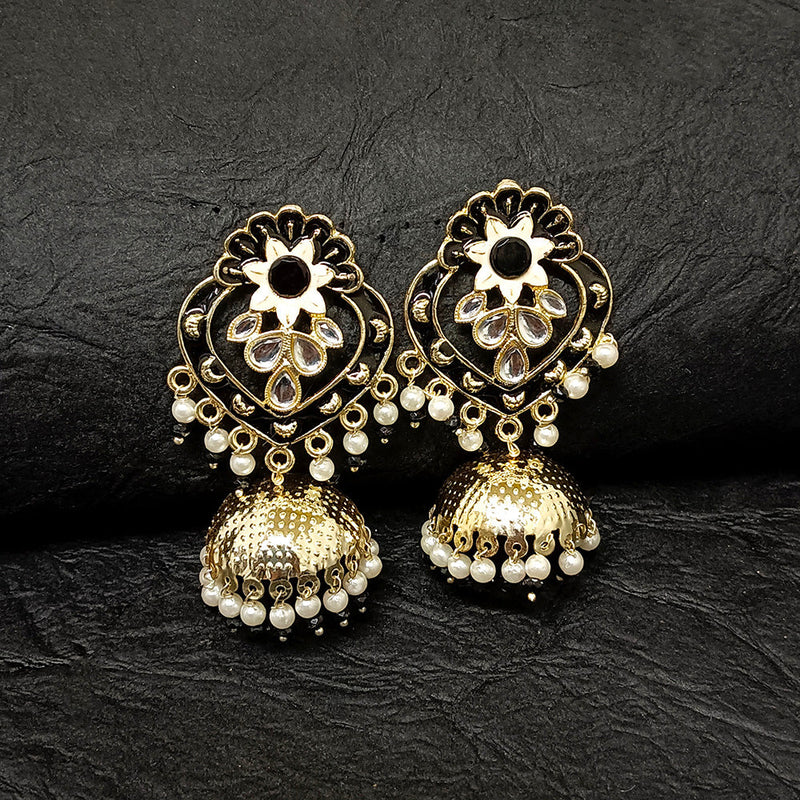 Darshana Jewels Gold Plated Meenakari Jhumki Earrings