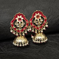 Darshana Jewels Gold Plated Meenakari Jhumki Earrings