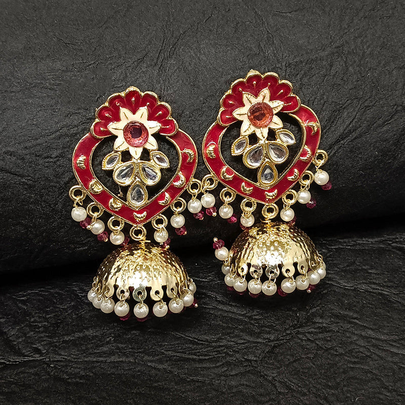 Darshana Jewels Gold Plated Meenakari Jhumki Earrings