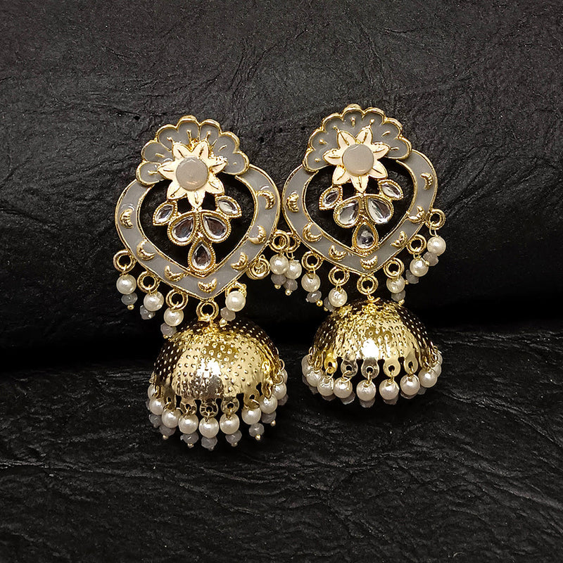 Darshana Jewels Gold Plated Meenakari Jhumki Earrings