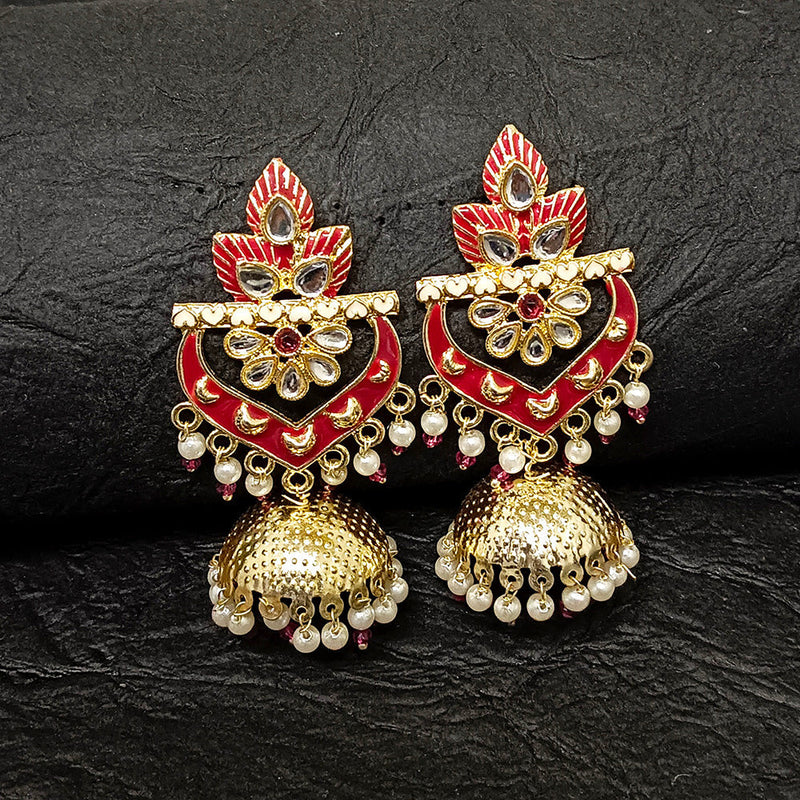 Darshana Jewels Gold Plated Meenakari Jhumki Earrings