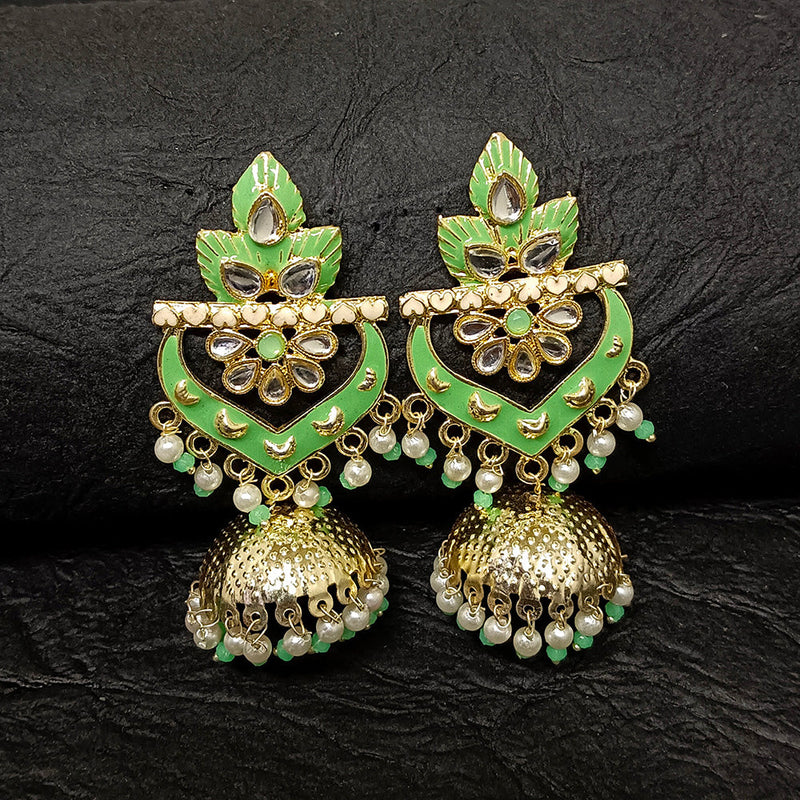 Darshana Jewels Gold Plated Meenakari Jhumki Earrings