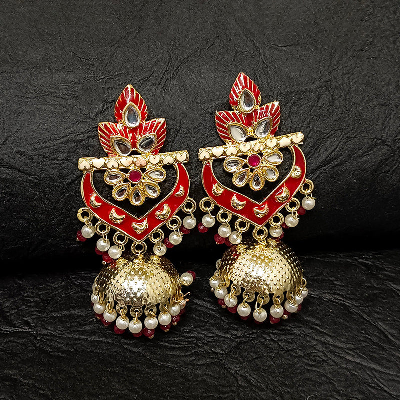 Darshana Jewels Gold Plated Meenakari Jhumki Earrings