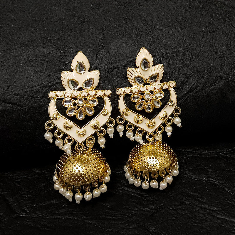 Darshana Jewels Gold Plated Meenakari Jhumki Earrings