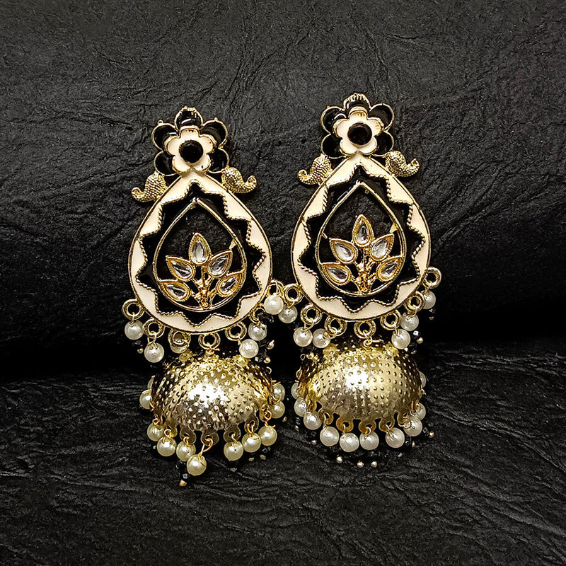 Darshana Jewels Gold Plated Meenakari Jhumki Earrings