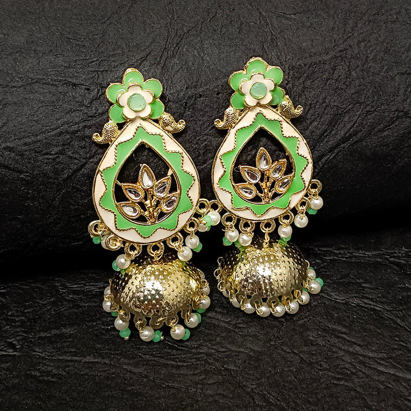 Darshana Jewels Gold Plated Meenakari Jhumki Earrings