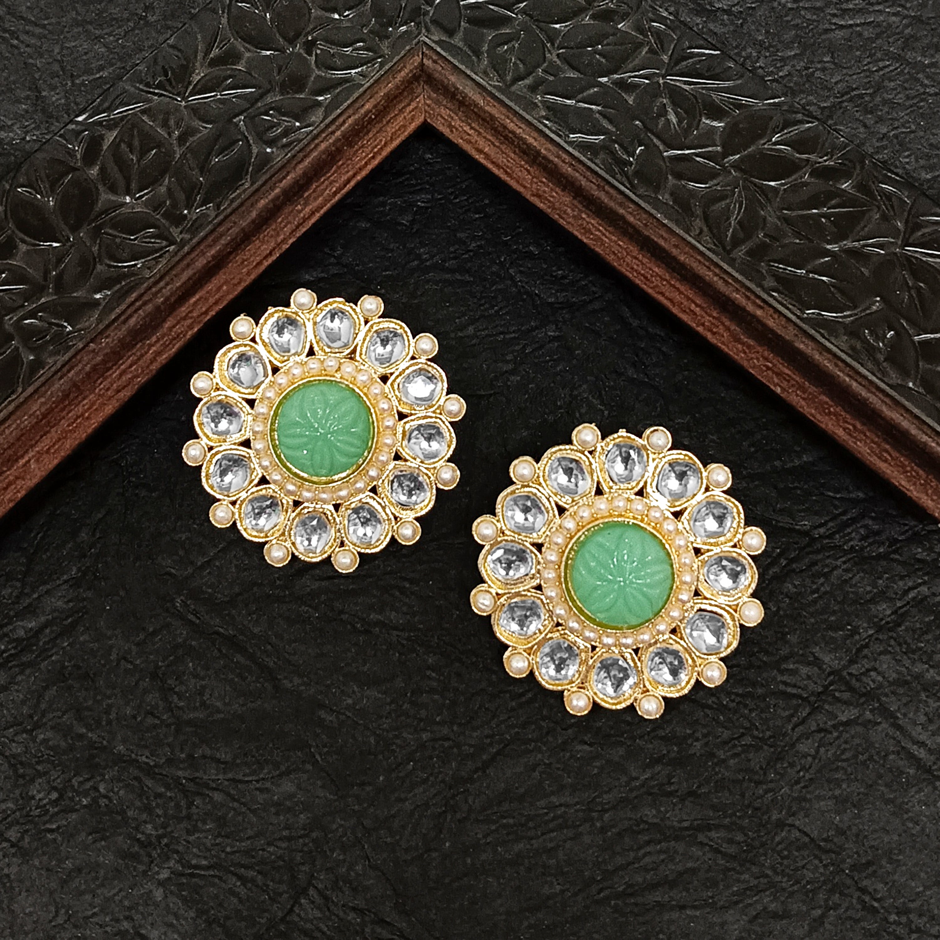 Darshana Jewels Premium Kundan Stone And Pearl Dangler Earrings For Women