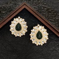 Darshana Jewels Gold Plated Kundan Stone Stud Earrings