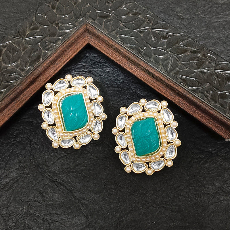 Darshana Jewels Gold Plated Kundan Stone Stud Earrings