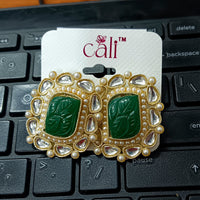 Darshana Jewels Gold Plated Kundan Stone Stud Earrings