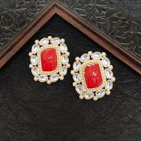 Darshana Jewels Gold Plated Kundan Stone Stud Earrings