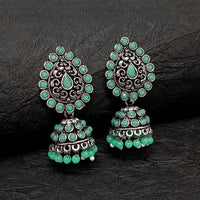 Darshana Jewels Oxidised Plated Jhumki Earrings