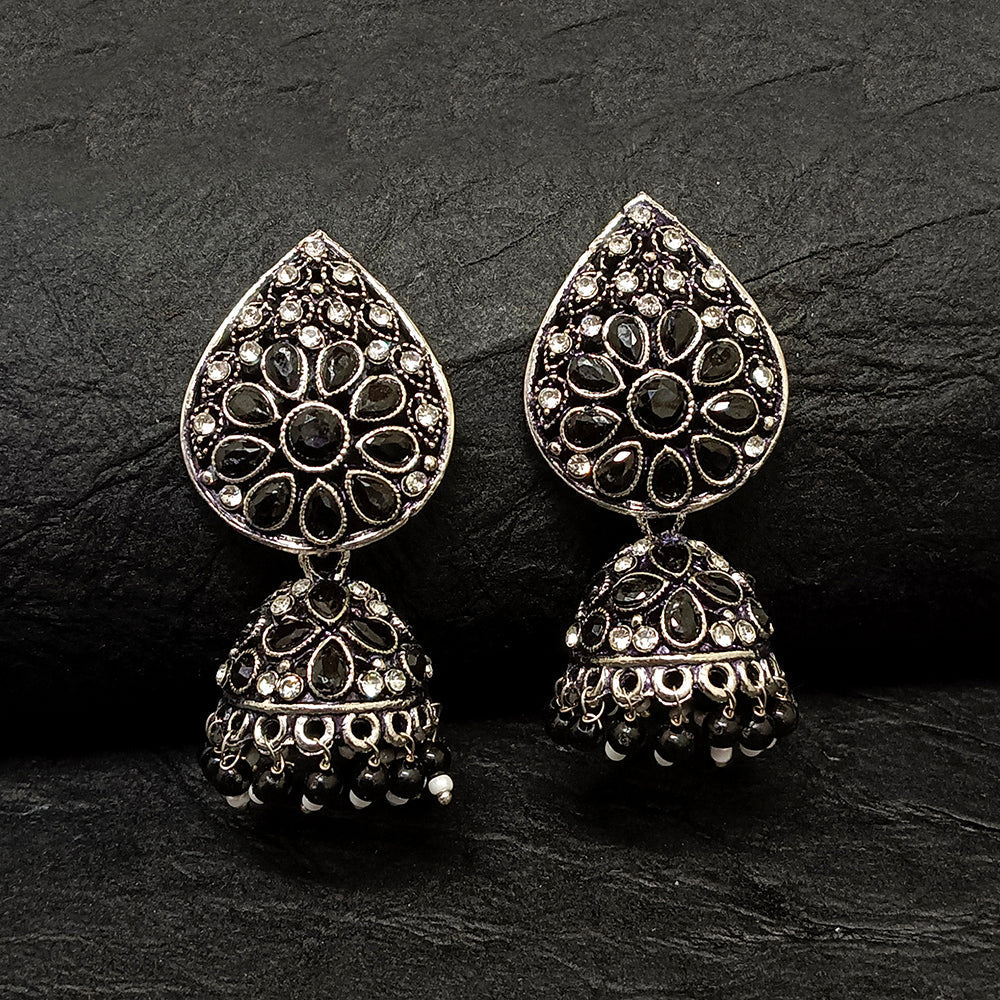 Darshana Jewels Oxidised Plated Jhumki Earrings