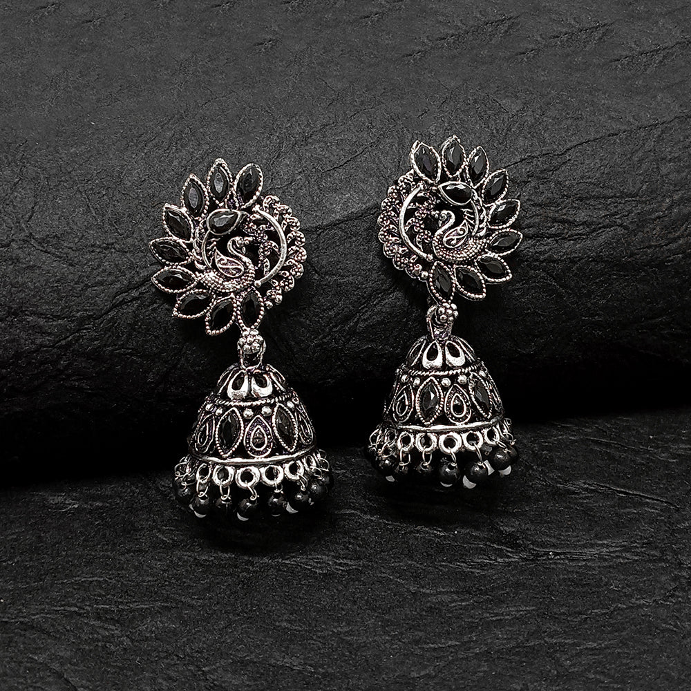 Darshana Jewels Oxidised Plated Jhumki Earrings