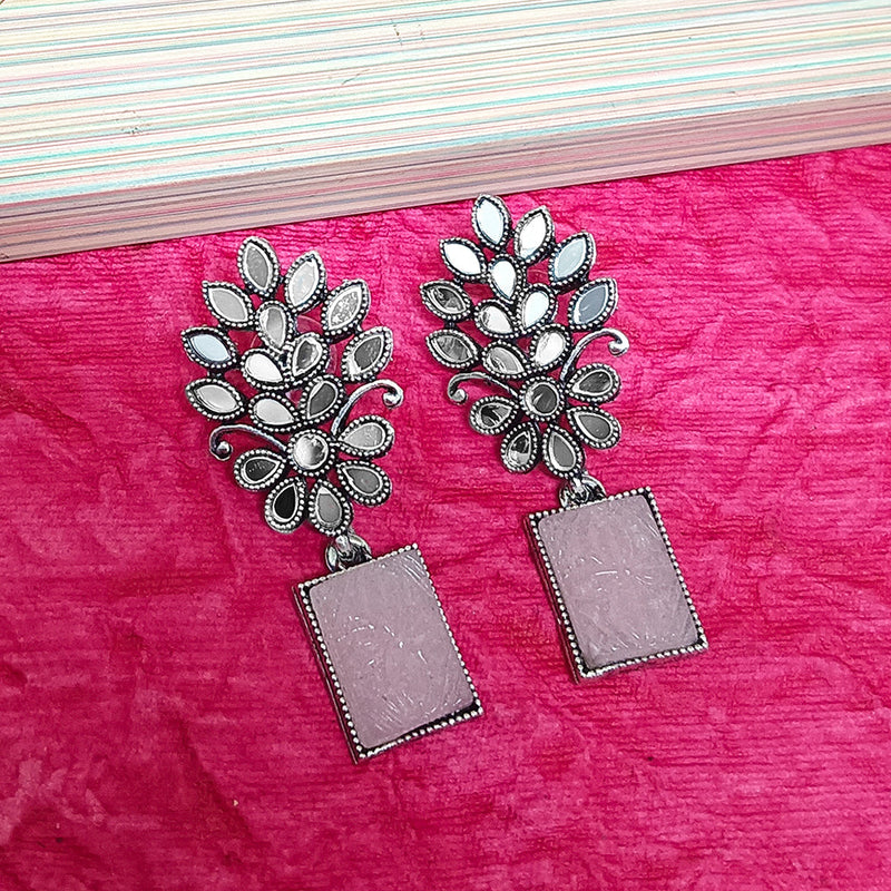 Darshana Jewels Oxidised Plated Mirror Work Earrings