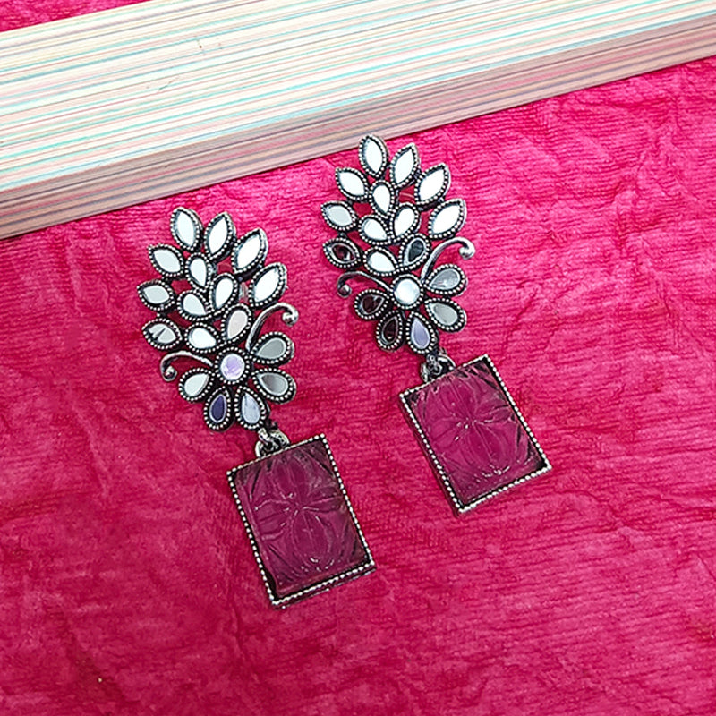 Darshana Jewels Oxidised Plated Mirror Work Earrings